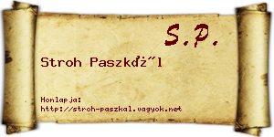 Stroh Paszkál névjegykártya